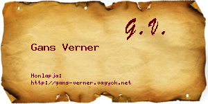 Gans Verner névjegykártya